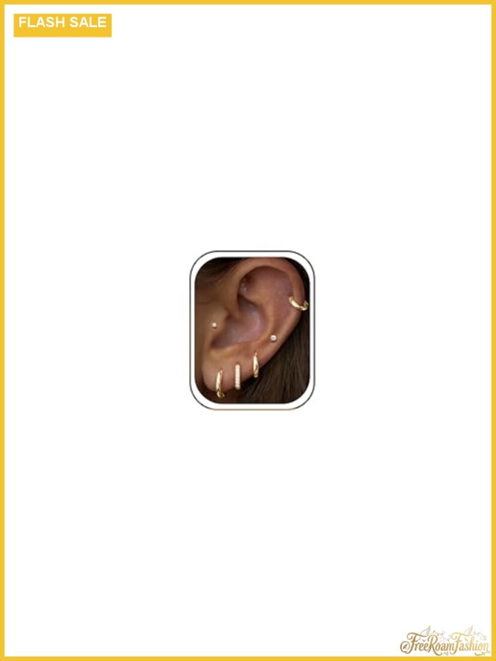 6 Pair 14K Gold Plated Hypoallergenic Huggie Hoop and Flat Back Stud Earring